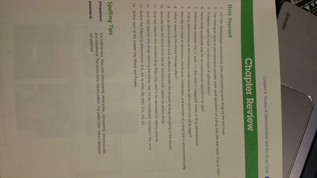 Solved Chapter 4 Routes Of Administration And The Drug Cy...