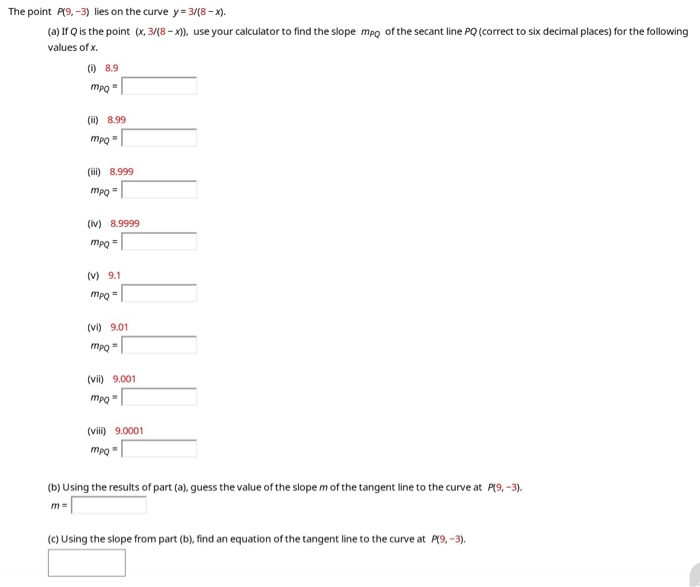 Solved The Point P 9 3 Lies On The Curve Y 3 8 X Chegg Com