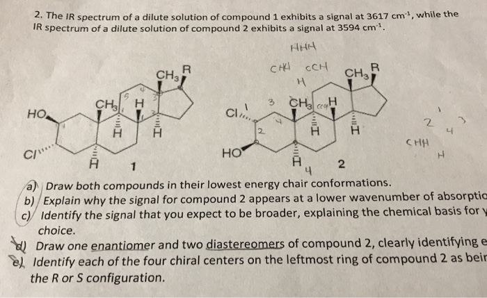 Solved 2 The Ir Spectrum Of A Dilute Solution Of Compoun