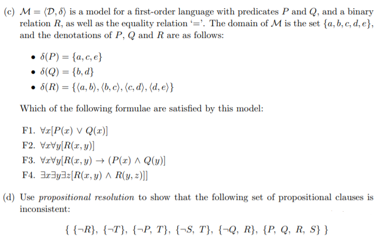 Solved C M D 6 Is A Model For A First Order Language Chegg Com