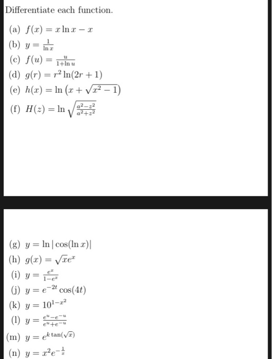 Solved Differentiate Each Function A F X Rinz R B I Chegg Com