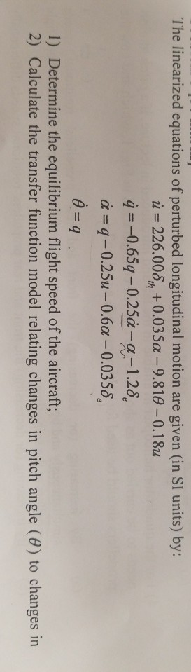 Transfer Function Model Pitch In Terms Of Elevator Chegg Com