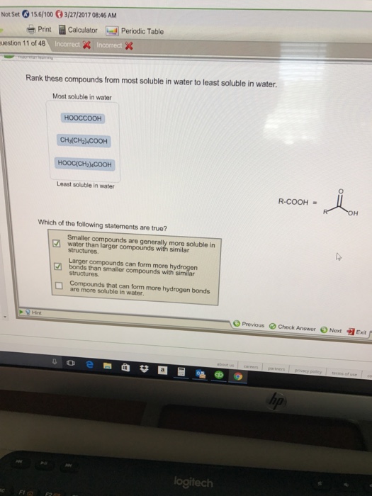Rank These Pounds From Most Soluble In Water To Chegg 