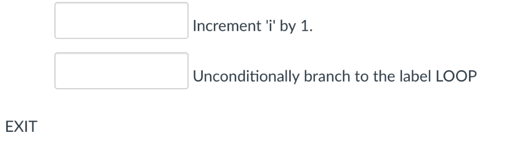 Increment T by 1 Unconditionally branch to the label LOOP EXIT