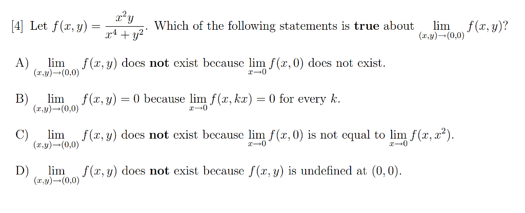 Solved 4 Let F Y Which Of The Following Statements Is T Chegg Com