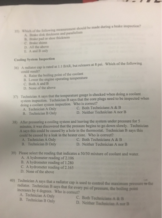 AUTOMOTIVE Final Exam Fall 201 oe we tho theowing | Chegg.com