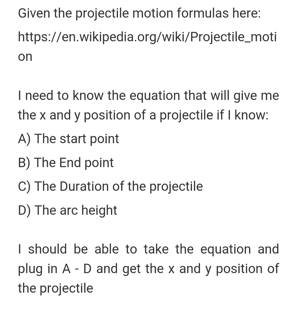 Solved I Know The Following Max Height Start X Start Y Chegg Com