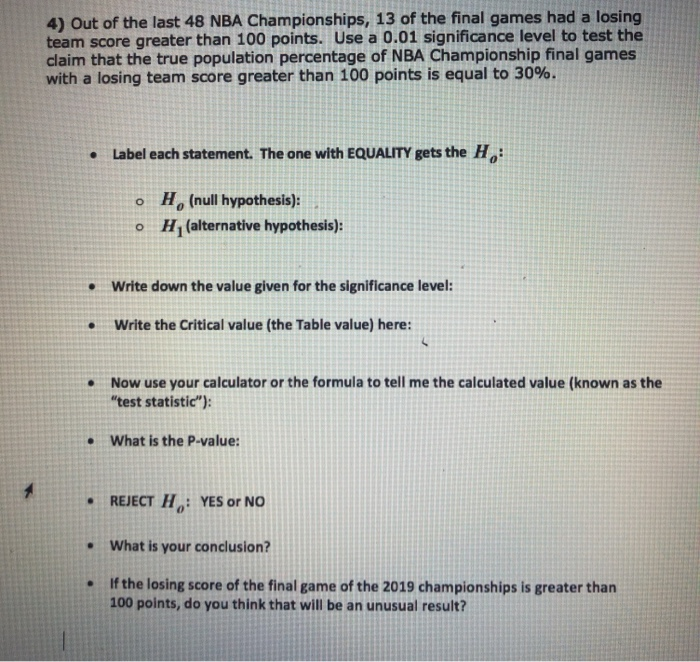 Solved 4 Out Of The Last 48 Nba Championships 13 Of The