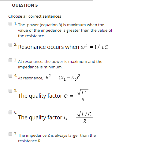 Solved Question 5 Choose All Correct Sentences 1 The Power Chegg Com