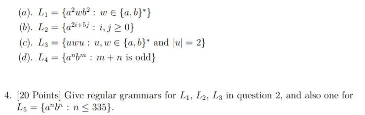 Solved L Ab B C Ls Uwu U B Ul 2 D L Anbrn M N Odd 4 Points Give Regular Grannars Li L2 L3 Qu Q
