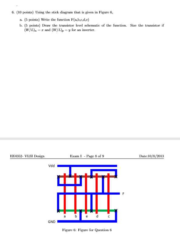 Solved 6 10 Points Using The Stick Diagram That Is Giv Chegg Com