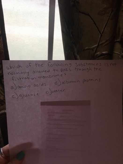 Solved Which Of The Following Substances Is Not Normally