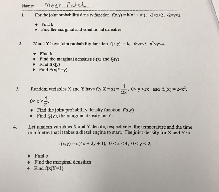 Solved For The Joint Probability Density Function F X Y Chegg Com