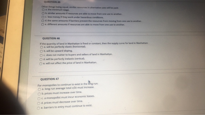 Solved Question 45 Other Things Being Equal Similar Reso