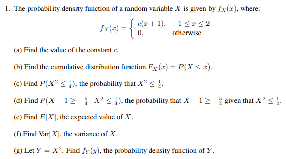 1 The Probability Density Function Of A Random Chegg Com