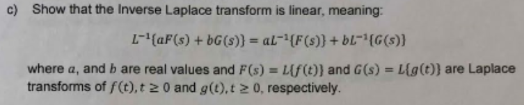 Solved C Show That The Inverse Laplace Transform Is Line Chegg Com