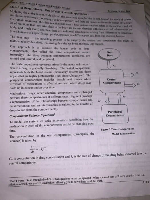 EN.3 170-APPLIED ENGINEERING PROBIBI Soisc Modeling Drug Delivery: One (of many) possible approaches... Modeling the entire h