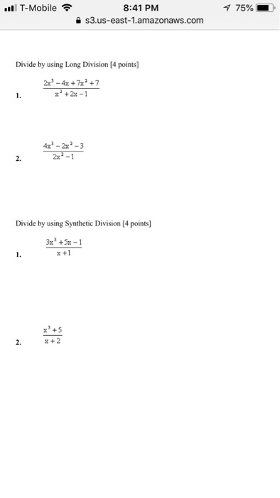 Solved T Mobile 8 41 Pm S3 Us East 1 Amazonaws Com Divide By Chegg Com