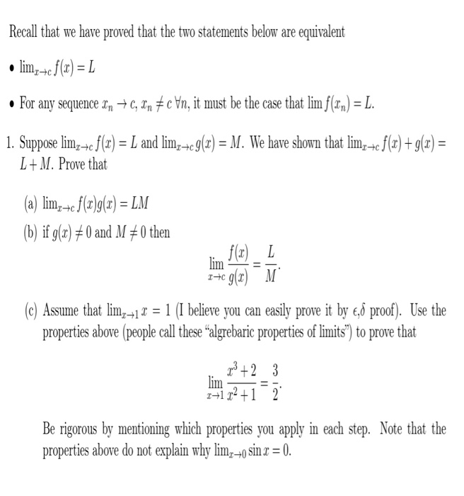 Solved Recall That We Have Proved That The Two Statements Chegg Com