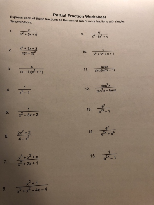 partial fractions homework