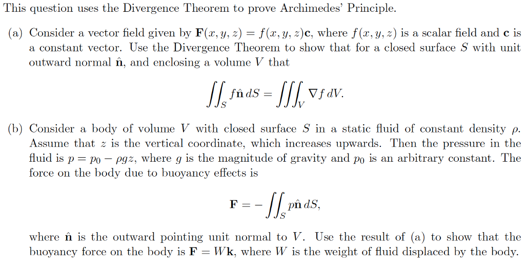 Solved This Question Uses The Divergence Theorem To Prove Chegg Com