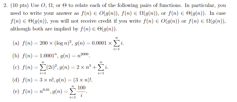 Solved 2 10 Pts Use O W Or 8 To Relate Each Of The F Chegg Com