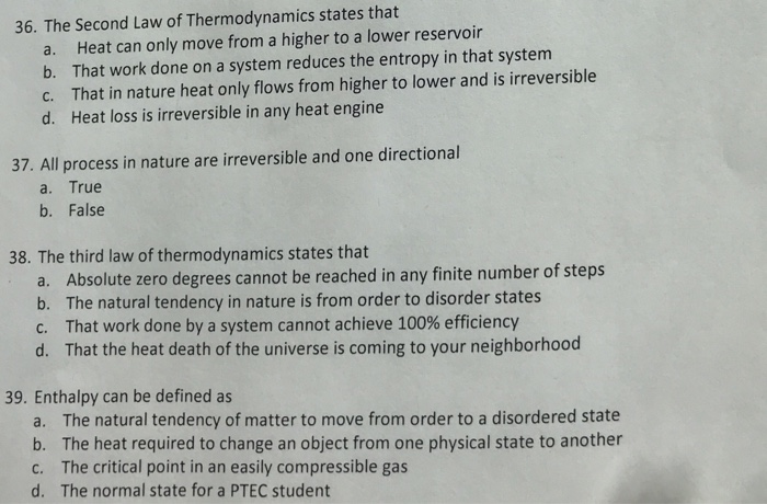 the second law of thermodynamics states that quizlet