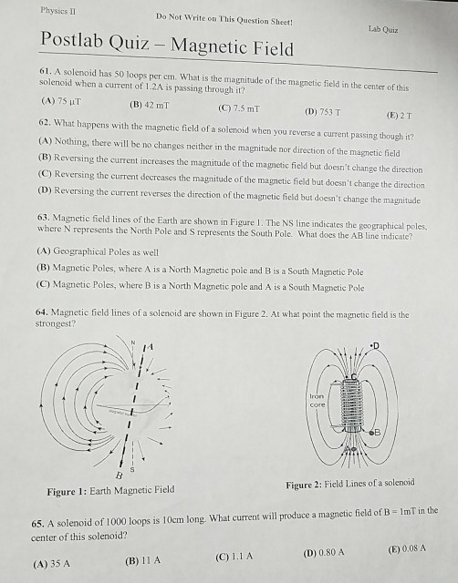 Solved: Physics II Do Not Write On This Question Sheet! La... | Chegg.com