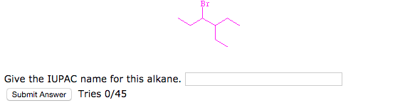 Solved Br Give The Iupac Name For This Alkane Submit Answer Chegg Com