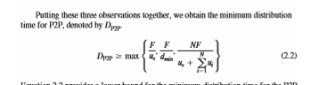 Putting these three observations together, we obtain the minimum distribution time for P2P, denoted by Dp FF NF (2.2)