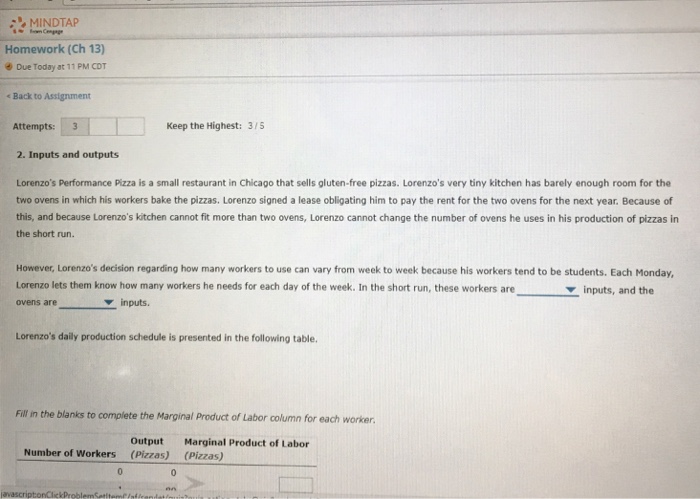 Answers to mindtap picture
