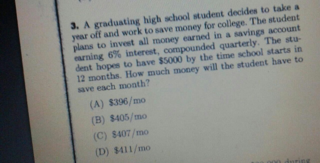 Solved 3 A Graduating High School Student Decides To Tak Chegg Com