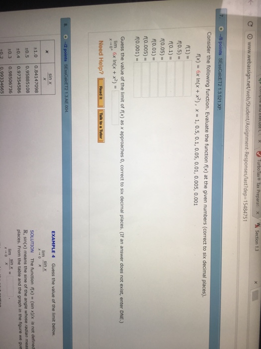 Solved X Turbotax Tax Preparat Section 1 3 C O Www Webas