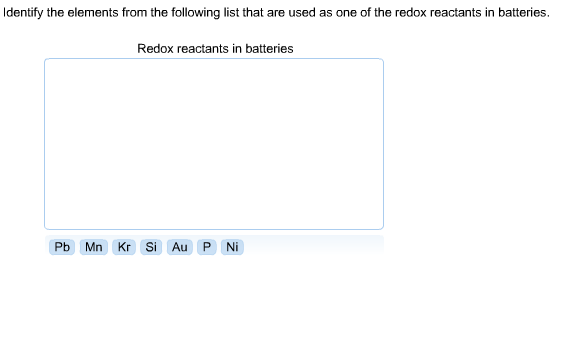Solved Identify The Elements From Following List That Identify The Elements From Following List That Are Used As One Of Redox Reactants