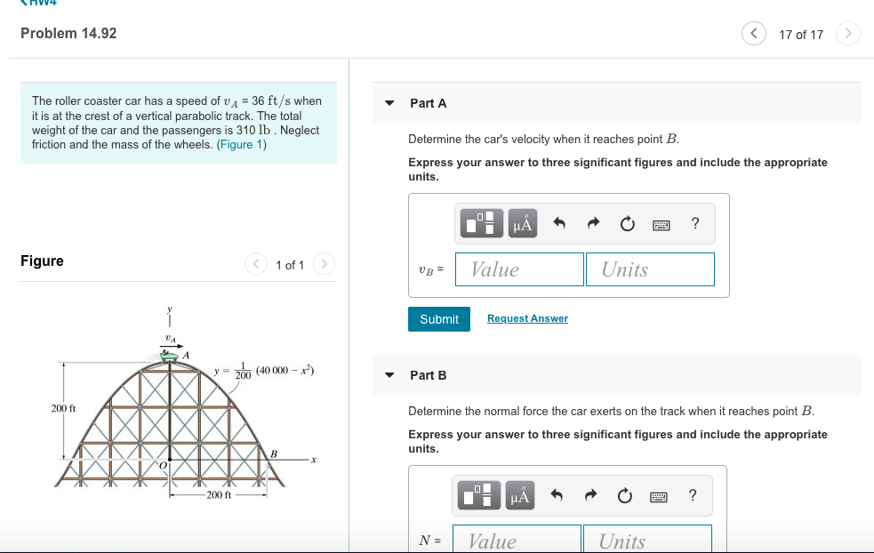 Solved) - Recall from Exercise 2-17 that the Roller Coaster