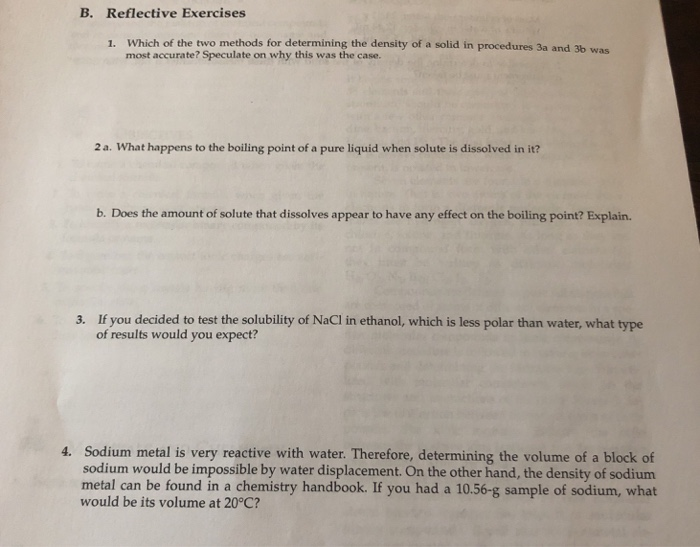 Solved B. Reflective Exercises Which of the two methods for 