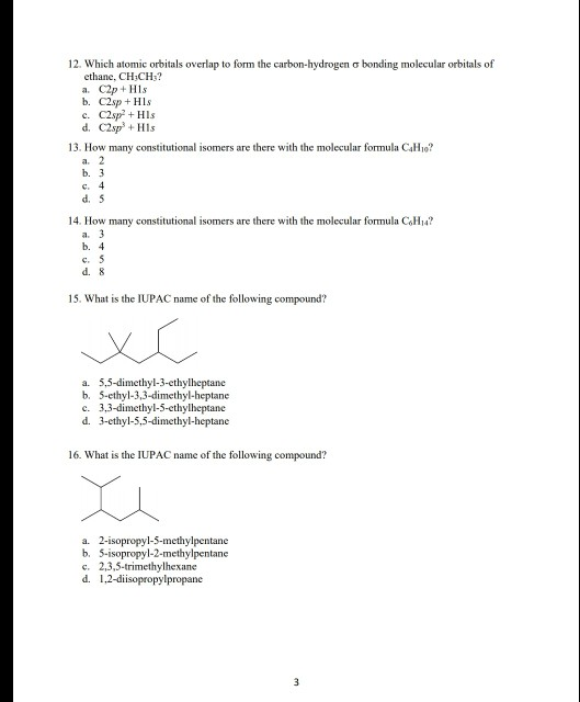 Solved 12 Which Atomic Orbitals Overlap To Form The Carb