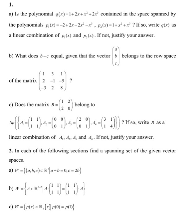 Solved 1 A Is The Polynomial Q X 2 2x Contained In Th Chegg Com