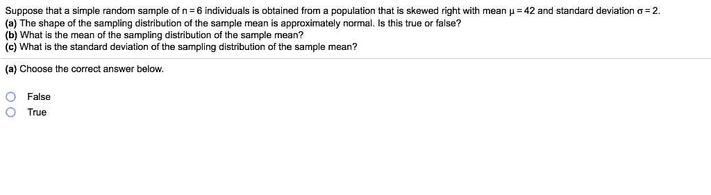 Suppose That A Simple Random Sample Of N 6 Chegg Com