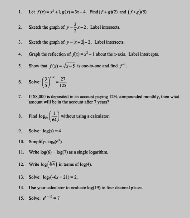 Solved 1 Let F X X2 1 G X 3x 4 Find G 2 And Fog Chegg Com