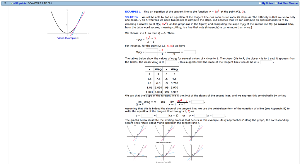 Solved 2 11 Points Scalcet8 2 1 Ae 001 My Notes Ask Your Chegg Com