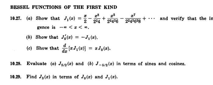Solved Bessel Functions Of The First Kind Oc 10 27 A S Chegg Com