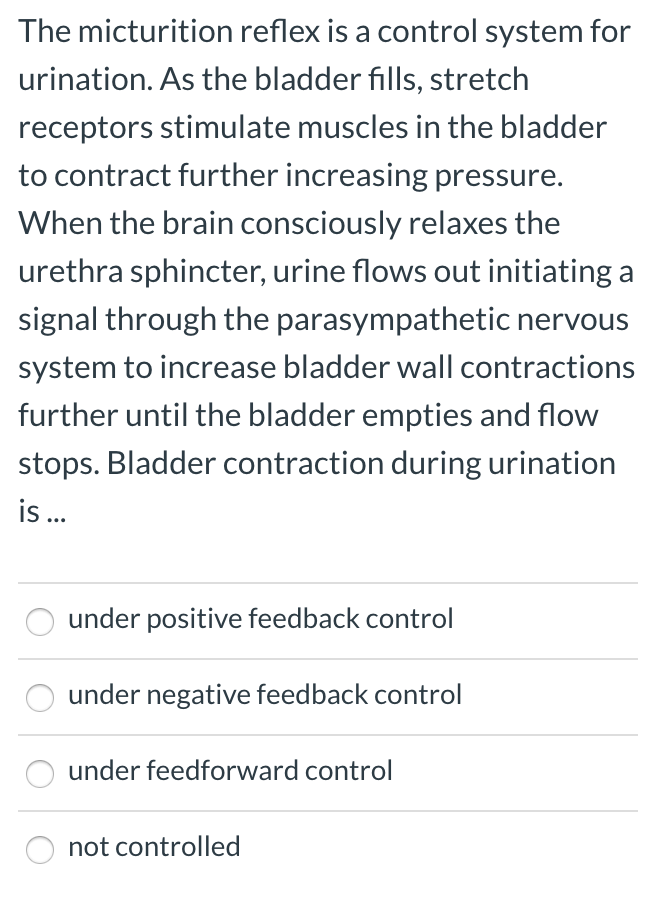 Bladder control and micturition