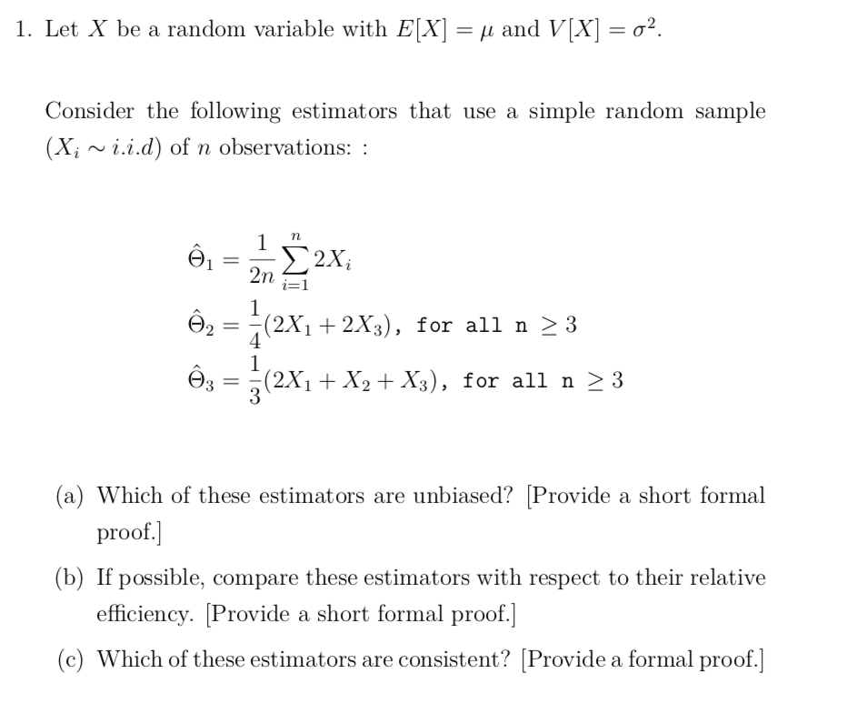 Solved 1 Let X Be A Random Variable With E X M And Vx S2 Chegg Com