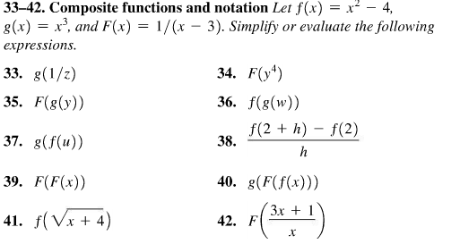 Solved 33 42 Composite Functions And Notation Let F X Chegg Com