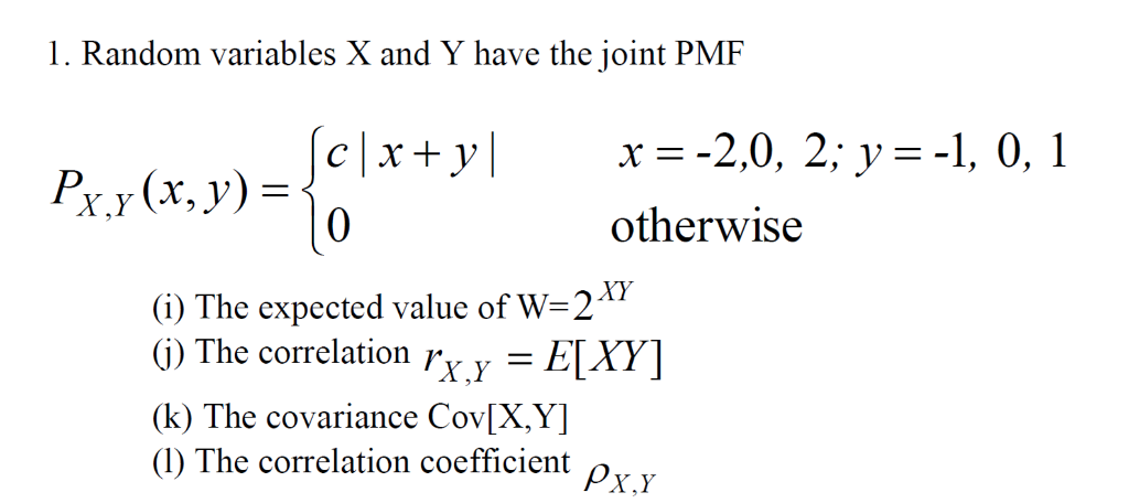 Solved 1 Random Variables X And Y Have The Joint Pmf Pry Chegg Com