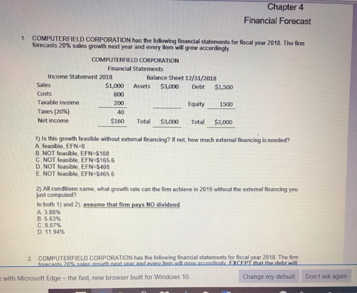 solved chapter 4 financial forecast 1 computerfield chegg com rental property balance sheet cash flow statement spreadsheet