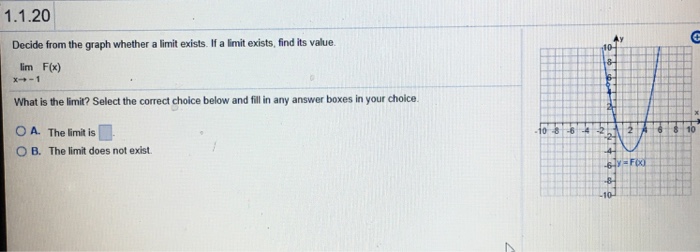 Solved 1 1 Decide From The Graph Whether A Limit Exist Chegg Com