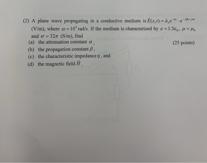 Solved 2 A Plane Wave Propagating In A Conductive Mediu Chegg Com