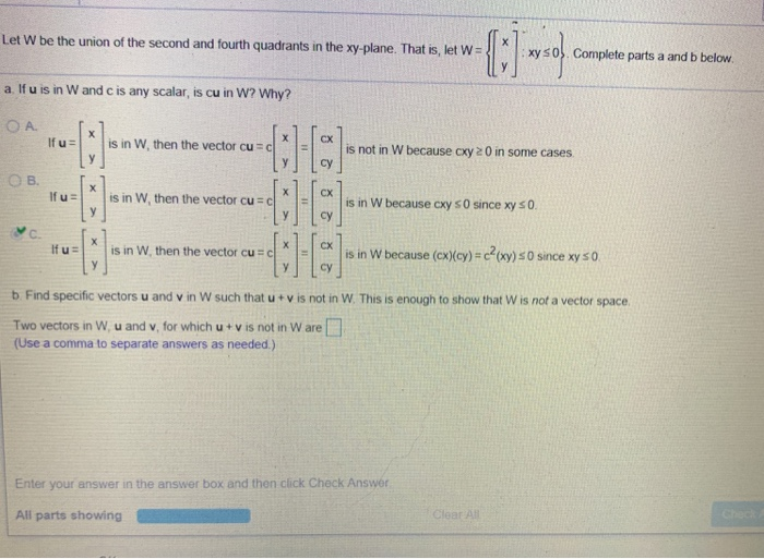 Solved Let W Be The Union Of The Second And Fourth Quadra Chegg Com